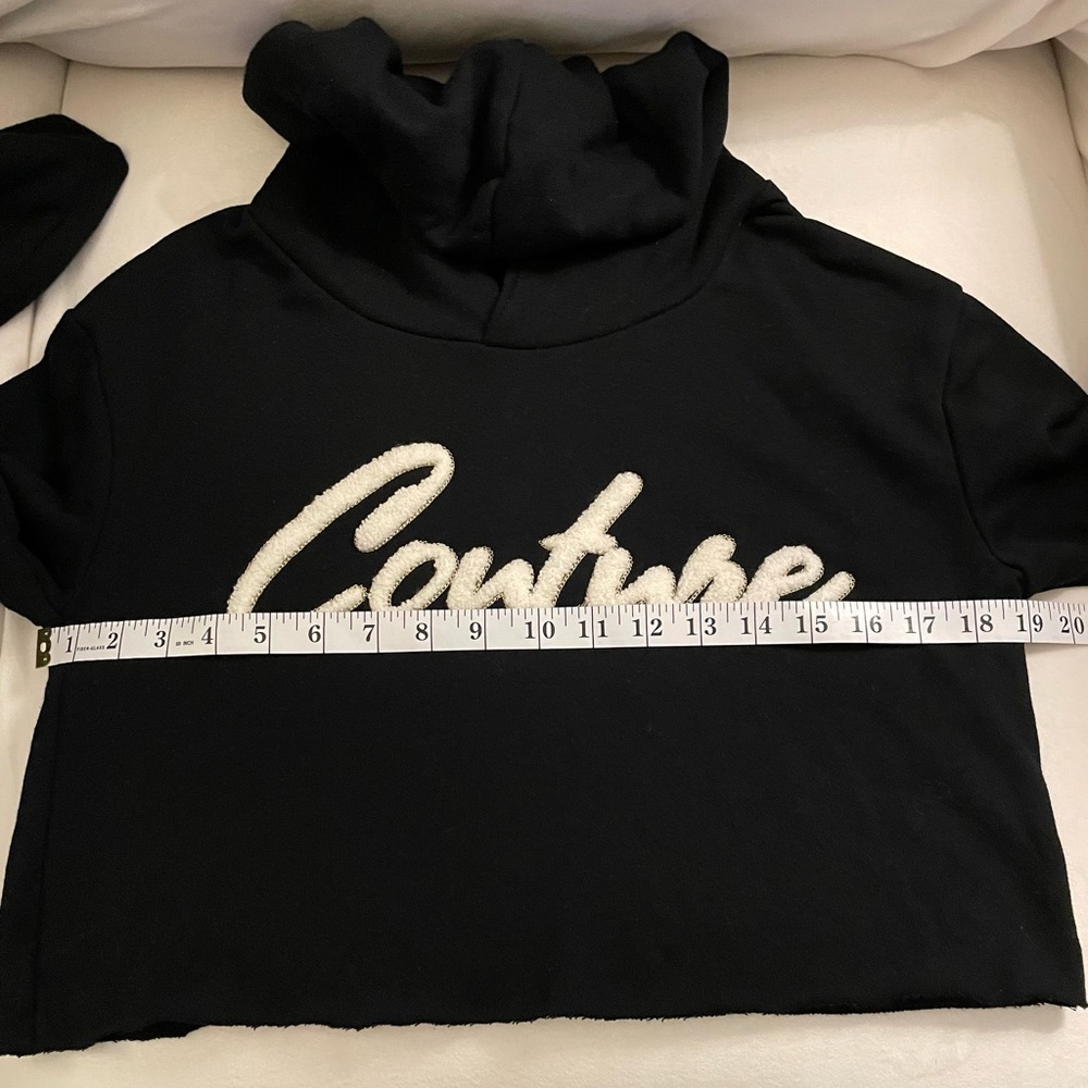 2️⃣6️⃣Juicy Couture Crop Hooded Sweatshirt Size S Black Color - Picture 6 of 10